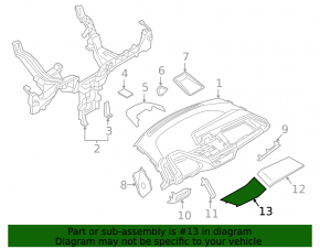 Dashboard trim center upper BMW i3 14-20 graphite