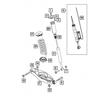 Shock absorber rear left Chrysler 300 11-22 with support