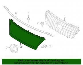 Chrome grille trim for Lexus ES350 10-12 rest.
