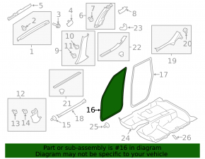 Door seal front left Subaru Impreza WRX GH 08-14