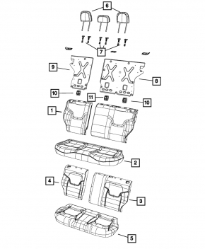Rear seat 2nd row Jeep Renegade 19-20 black leather, Trailhawk