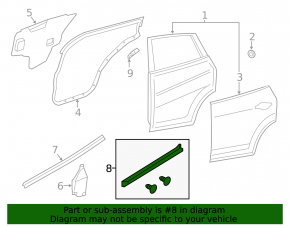 Door seal short lower rear left Nissan Rogue Sport 17-19