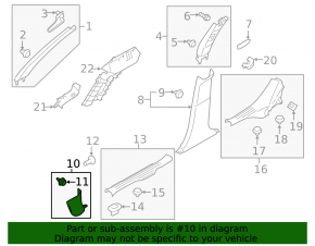 Front pillar trim right lower Subaru Outback 15-19 black