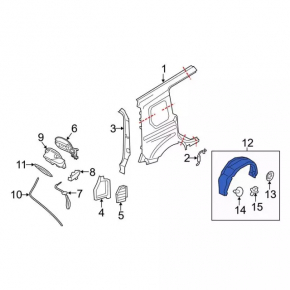 Rear right fender liner for Ford Transit Connect MK2 13-18