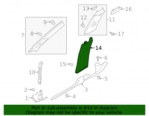 Center pillar trim lower right VW Jetta 19-24 gray