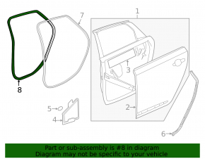 Door seal rear left Chevrolet Impala 14-20