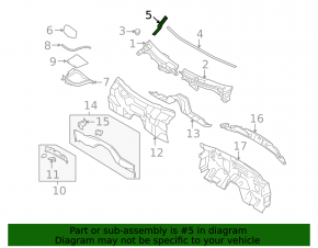Right windshield wiper seal for Infiniti FX35 QX70 09-17