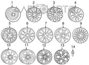 Wheel bolt d17 M12x1.25 Fiat 500X 16- type 1