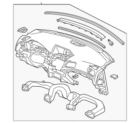 Dashboard front panel with AIRBAG Acura ILX 13-17 black, rusty pyropatron