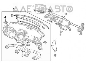 Dashboard front panel with AIRBAG Acura ILX 13-17 black, rusty pyropatron