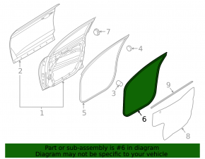 Door seal front left Hyundai Kona 18-23