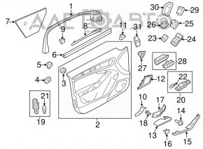 Door trim card front right Audi A4 B8 13-16 rest black with beige insert leather, armrest leather, molding under the tree structure, sedan, break crepe, break mesh, scratch