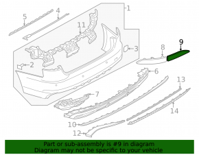 Rear bumper reflector left Audi A4 B9 20-23 inner part