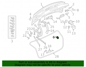 Left trunk lid bumper Audi A4 B9 17-18 on the body, rear