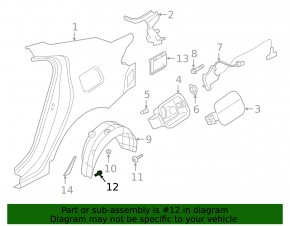 Hardware for front left fender liner Hyundai Santa FE 19-23 incomplete