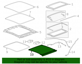 Cadillac CTS 14-19 panoramic sunroof shade