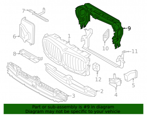 Upper radiator deflector BMW X6 G06 20-25 B58 S63 N63
