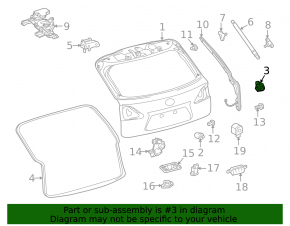 Right tailgate bumper for Lexus RX350 RX450h 10-15 on the door