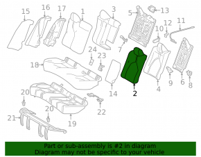Rear seat backrest, 2nd row, left, Toyota Camry v70 18-19, black leather, perforation, brown stripe