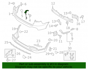 Rear bumper bracket upper right Kia Sorento 16-20