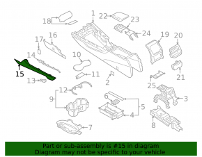 Audi A4 B9 17-25 black upper right center console trim