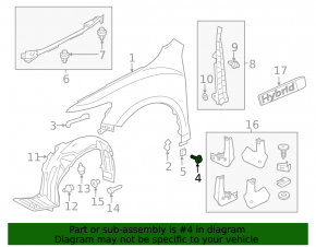 Front right fender bolts 7 pcs Honda Clarity 18-21 usa