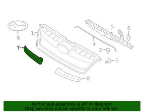 Left Subaru Impreza 12-14 gray grille molding