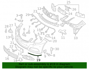 Front bumper molding lower left Mercedes E-class W212 10-13