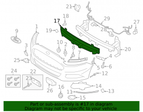 Ford Fusion mk5 13-16 Front Bumper Absorber Part Missing, Broken