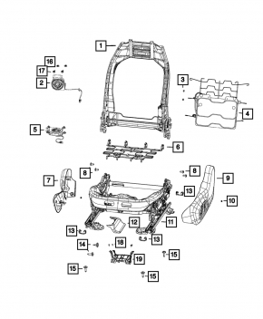 Driver's seat lower cushion adjustment motor Jeep Compass 17- front