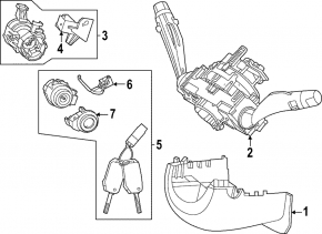 Kia Sportage 23-25 steering column switch assembly with fog light cable and heated steering wheel