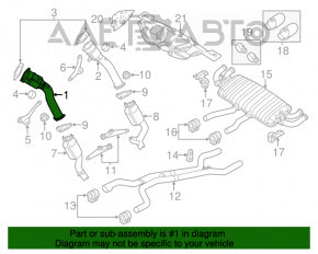 Intake pipe with catalytic converter right first Porsche Cayenne 958 11-17 4.8 Turbo