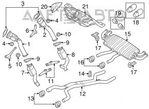 Intake pipe with catalytic converter right first Porsche Cayenne 958 11-17 4.8 Turbo