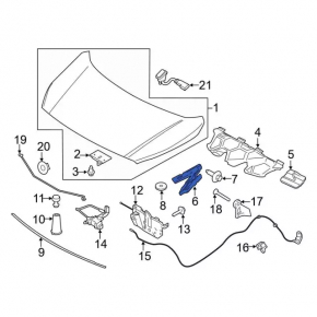Hood hinge right Ford Ecosport 18-22