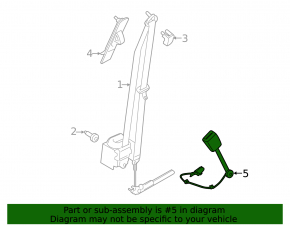 Ford Ecosport 18-22 passenger seat belt latch, black