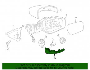Left-hand mirror turn signal repeater for Land Rover Discovery 17-23