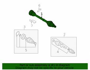 Front left half-shaft drive Audi A3 8V 18-20 2.0T, 7-speed automatic transmission