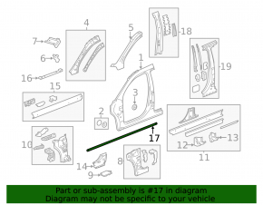 Door seal on the threshold left GMC Terrain 13-17