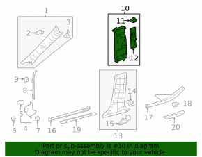 Right center pillar trim, upper belt, Lexus ES 19-26, white