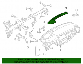 Upper dashboard cover Nissan Rogue 21-26 brown, broken fasteners