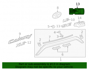 Toyota Camry v50 12-14 usa trunk lid hybrid emblem