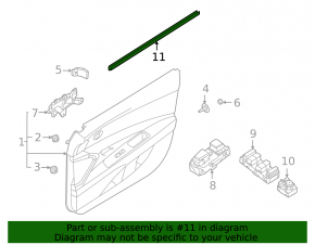 Glass seal inside front left door Hyundai Elantra 21-23