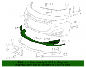Chevrolet Malibu 19 front bumper lip - pressed, scratches, broken guide