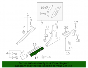 Hyundai Ioniq 17-22 black, worn, front right inner door sill plate