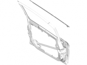 Molding door-glass central front left Ford Fiesta 11-19 chrome