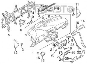 Ford Fusion mk5 17-20 gray central dashboard trim