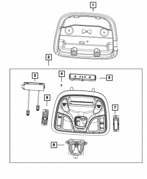 Front light Jeep Cherokee KL 14- without sunroof gray