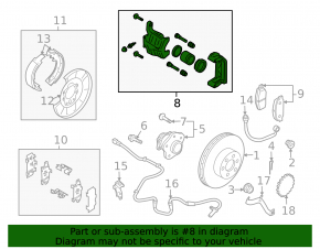 Electric caliper assembly, rear right, Nissan Rogue 18-20