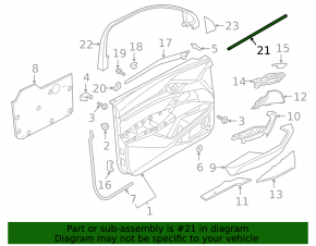 Inner glass seal for the front left door of an Audi E-Tron 19-23