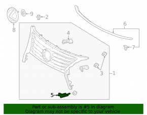 Lexus RX450h 10-15 grille retaining clip